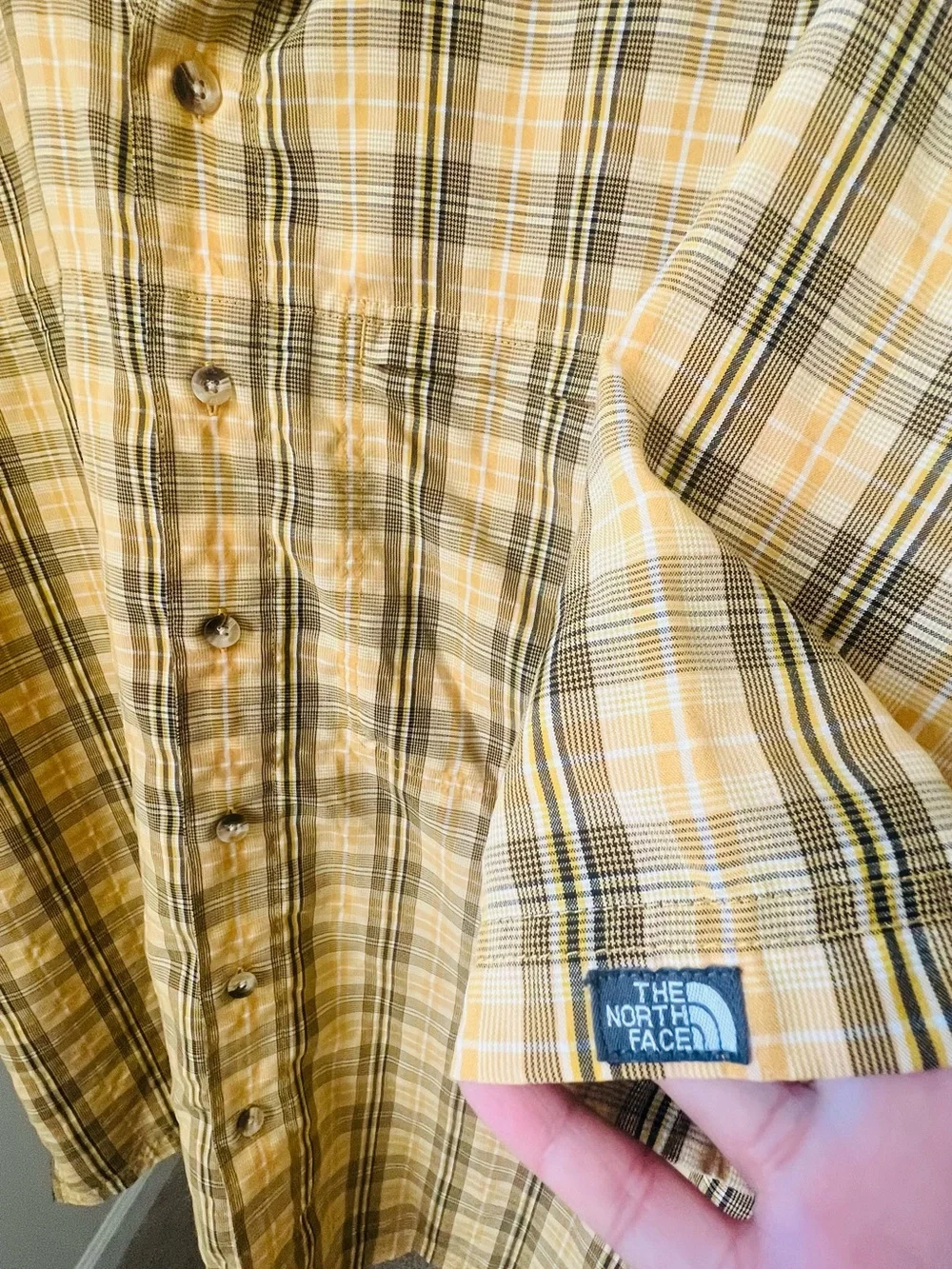 The North Face Men's Short-Sleeve Plaid Shirt - Yellow Brown XL
